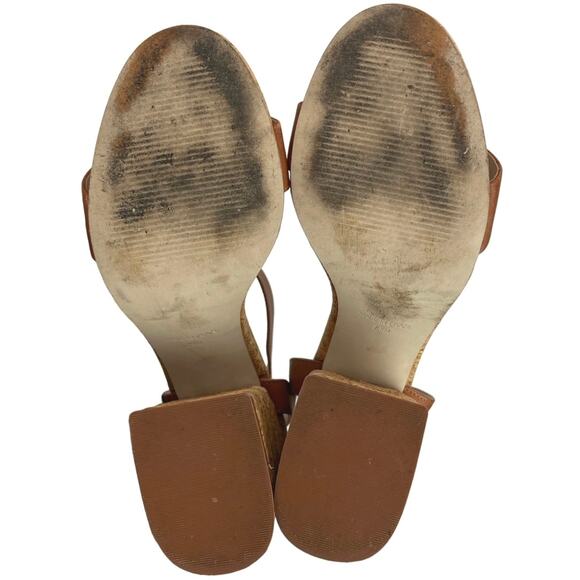 Steve Madden Merritt Cognac Brown Leather Ankle Strap High Heels Sandals Sz 7.5M - Picture 4 of 6